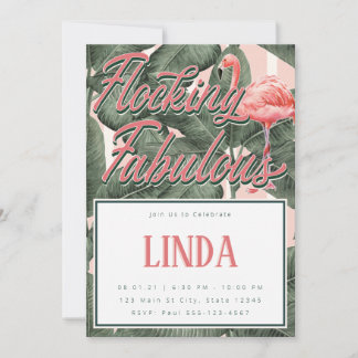 Flocking Fabulous Invitation - thème Flamant rose
