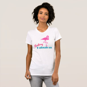 Flocking Fabulous Pink Flamingo Graphic Typography T-Shirt