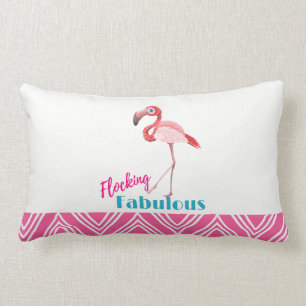 Flocking Fabulous Typography w/ Pink Flamingo Lumbar Pillow