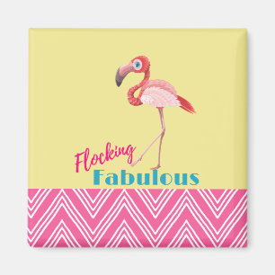 Flocking Fabulous Typography w/ Pink Flamingo Magnet