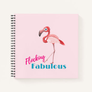 Flocking Fabulous Typography w/ Pink Flamingo Notebook