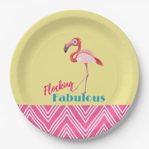 Flocking Fabulous Typography w/ Pink Flamingo Paper Plate