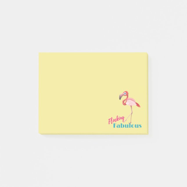 Flocking Fabulous Typography w/ Pink Flamingo Post-it Notes (Front)