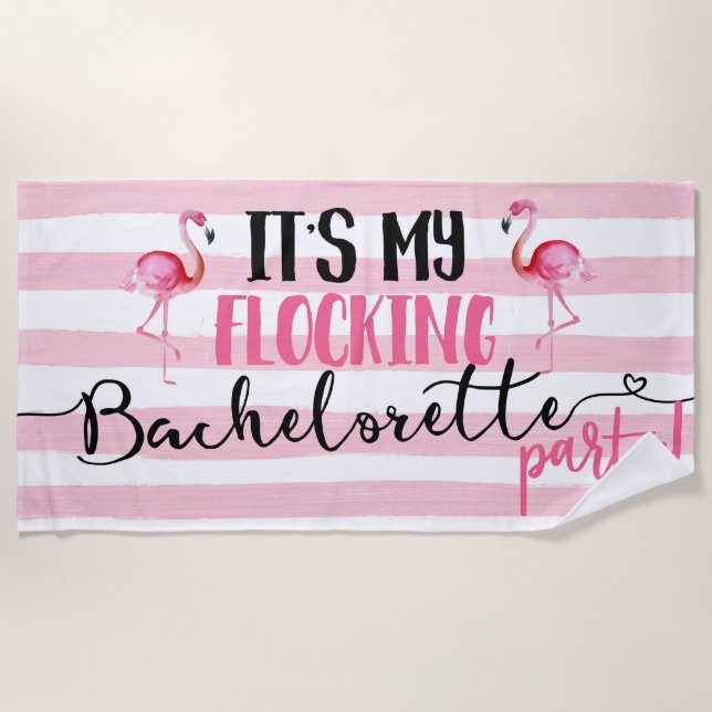 Flocking Flamingo Bride Bachelorette Beach Towel (Front)