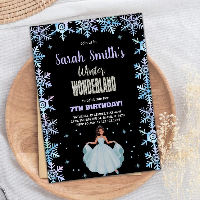 Flocon de neige Black Winter Wonderland Invitation (Snow flake Black Winter Wonderland Invitation)