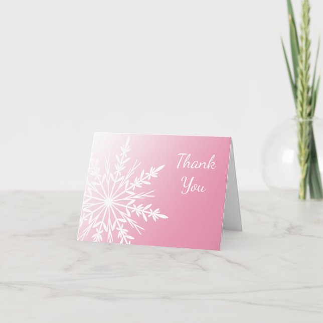 Flocon de neige blanc d'hiver sur Merci rose (Devant)