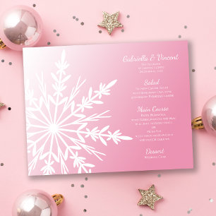 Flocon de neige blanc sur le menu de mariage d'hiv