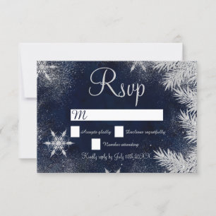 Flocon de neige bleu argenté mariage rsvp monde me