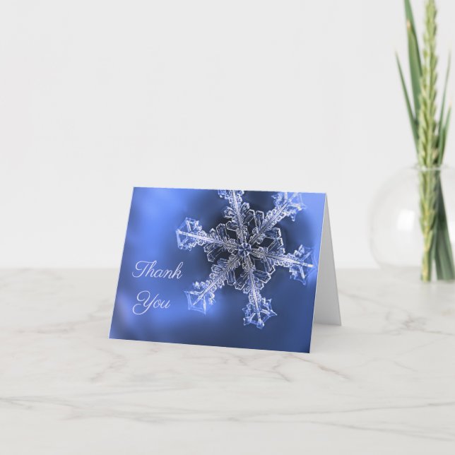 Flocon de neige bleu et blanc plié Carte de remerc (Devant)