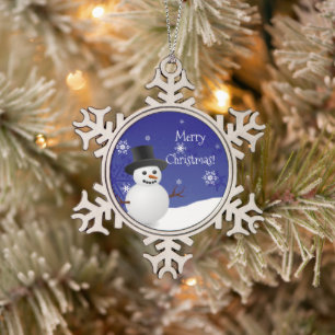 Flocon De Neige Bleu Snowman scène d'hiver Snowflake Ornement