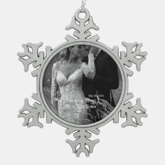 Flocon De Neige Classy Married & Joyeux Ornement en verre pour Noë