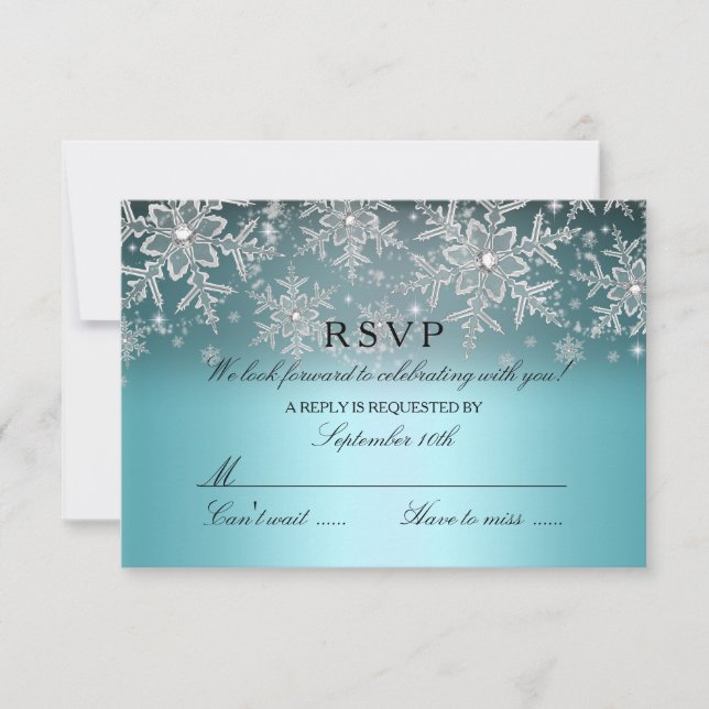 Flocon de neige cristallin bleu hiver RSVP (Devant)