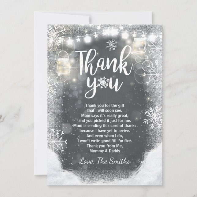 Flocon de neige de baby shower de carte de (Devant)