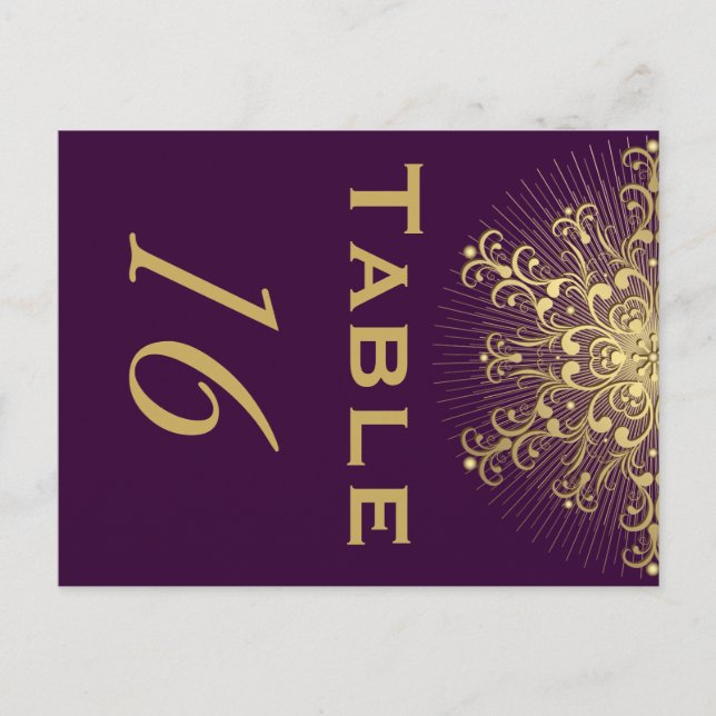 Flocon de neige doré, numéro de table de mariage d (Devant)