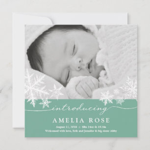 Flocon de neige doux   Faire-part bébé