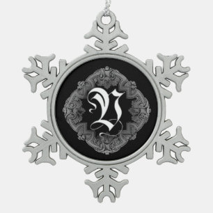 Flocon De Neige Élégant Goth Initial V Snowflake Ornement