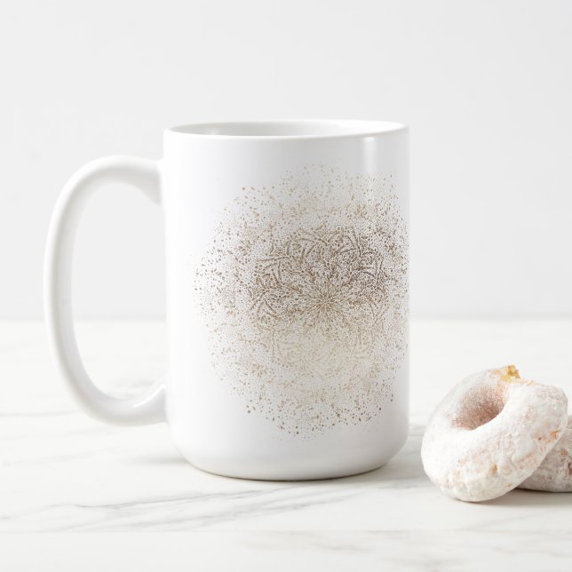 Flocon de neige en or Noël Café de Noël Mug (Avec donut)
