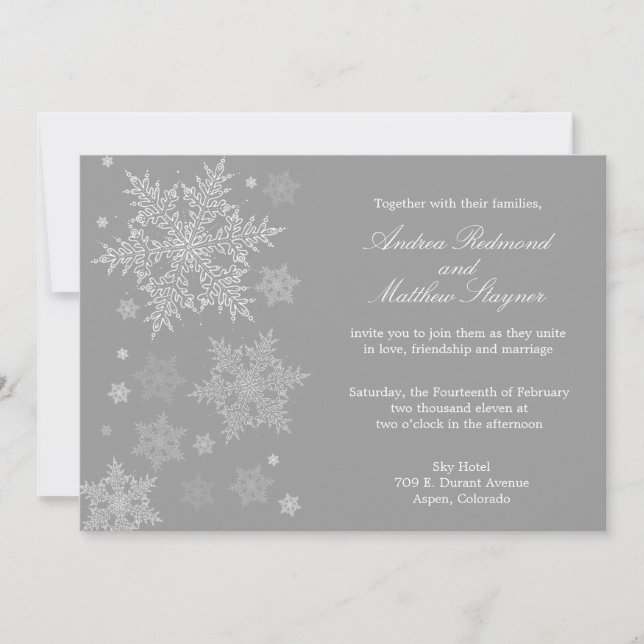 Flocon de neige gelé hiver Faire-part de mariage g (Devant)