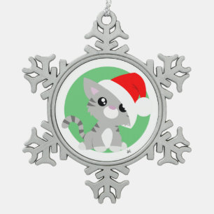 Flocon De Neige Gray Christmas Kitty Ornement