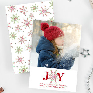Flocon de neige Joie Noël Carte photo Cute 1 Photo
