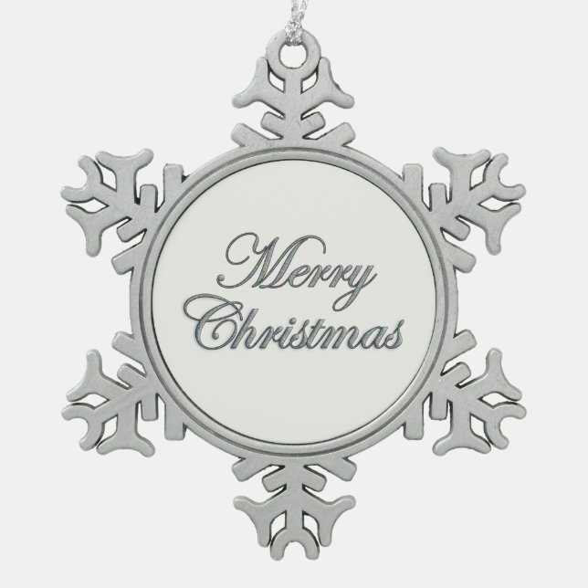 Flocon De Neige Joyeux Noël Argent Parties scintillant Ornement (Devant)