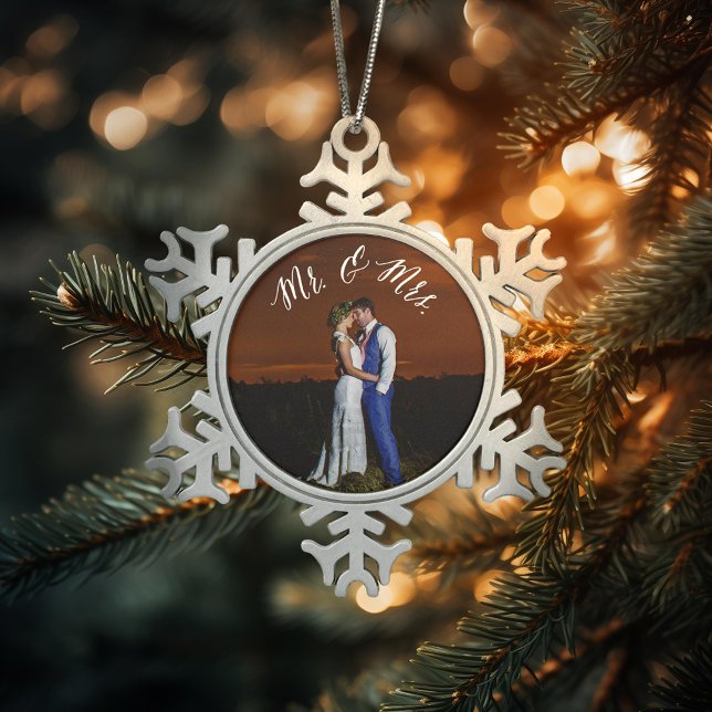 Flocon De Neige M. & Mme Newly Weds Pewter Keepsaké Ornement (Créateur téléchargé)