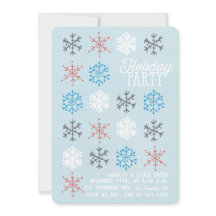 Flocon de neige Motif Hiver Bleu Fête Invitation