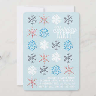 Flocon de neige Motif Hiver Bleu Fête Invitation