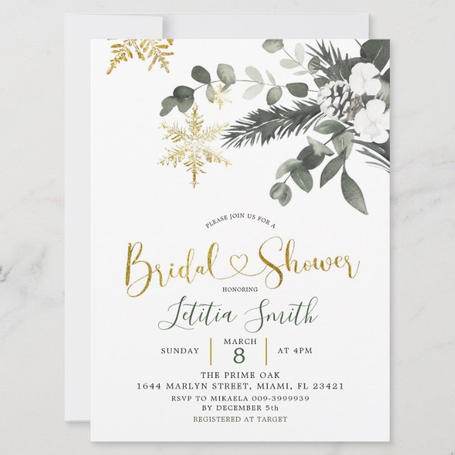 Flocon de neige Noël Invitation de la douche nupti (Devant)