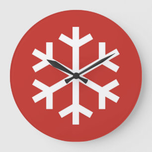 Flocon de neige Noël Rouge Grande horloge