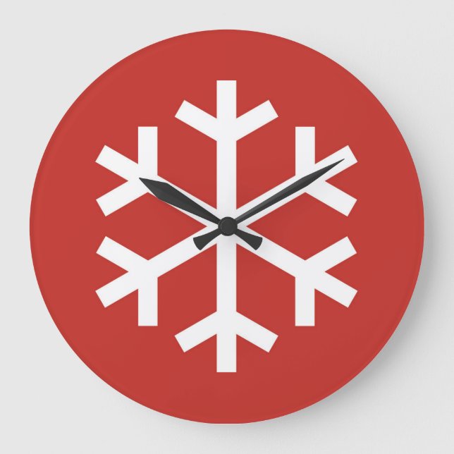 Flocon de neige Noël Rouge Grande horloge (Recto)