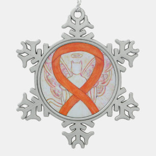 Flocon De Neige Orange Chat Sensibilisation Ruban Angel Ornement