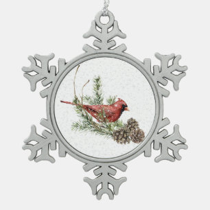Flocon De Neige Ornement cardinal rouge