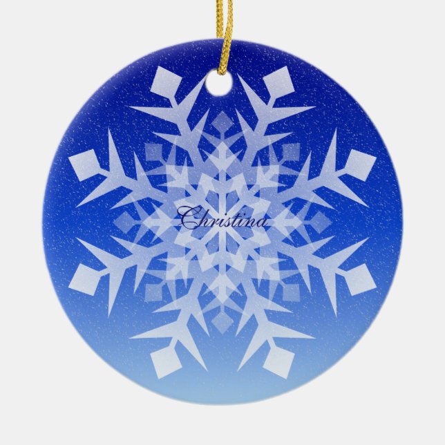 Flocon de neige ornement de Noël avec nom (Devant)