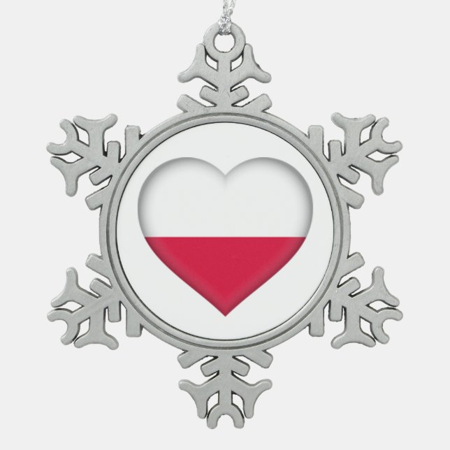 Flocon De Neige Ornement en étain Polish Love (Devant)