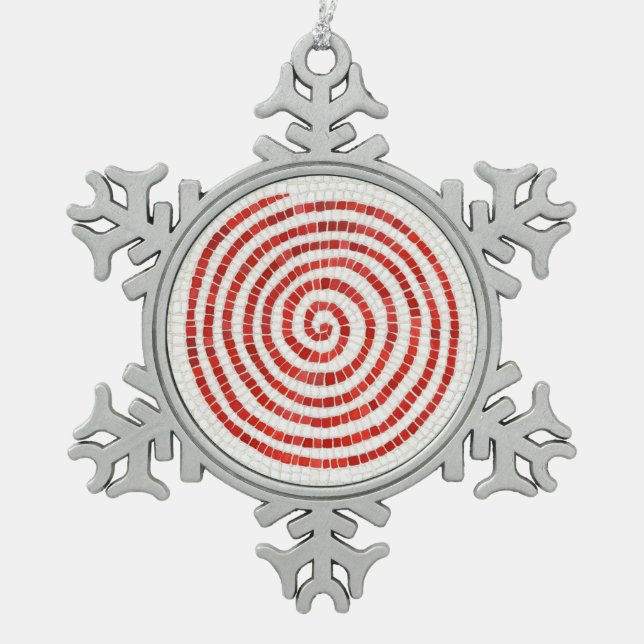 Flocon De Neige PINWHEEL MOSAIC Pewer Snowflake Ornement (Devant)