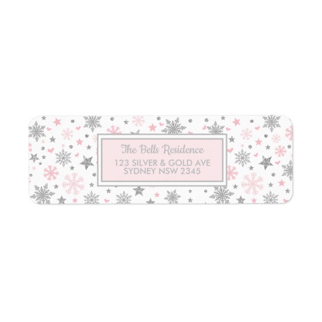 Flocon de neige rose argent d'hiver Douche d'anniv (Devant)