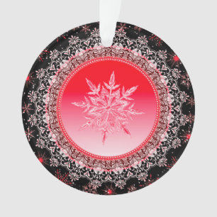 Flocon de neige rouge glacé de vacances