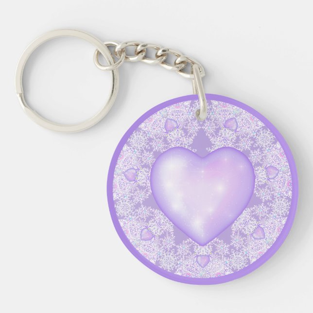 flocon de neige violet clair et coeur étincelant (Devant)