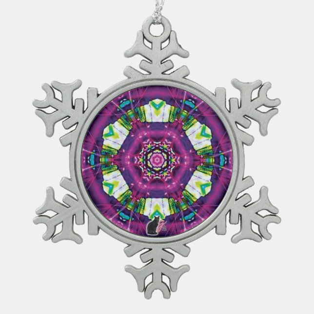 Flocon De Neige Violette Kaleidoscope Snowflake Ornement (Devant)