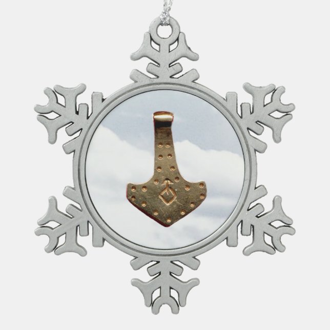 Flocon d'étain en marteau d'or Yule ornement (Devant)
