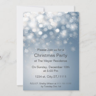 flocon d'hiver bleu Fête de fêtes Invitation