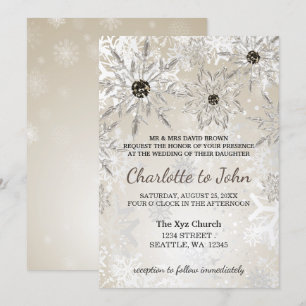 flocon d'or argenté invitation de mariage d'hiver