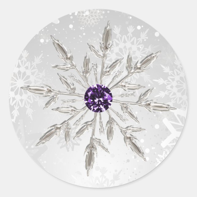flocons d'argent violet autocollants de mariage d' (Devant)