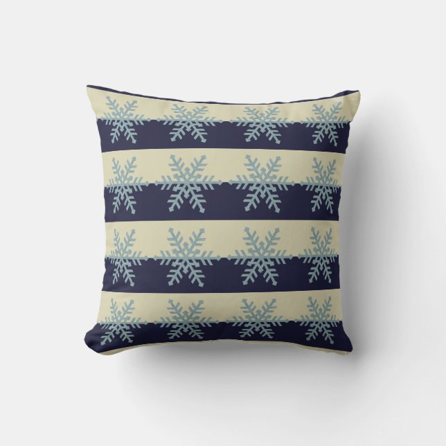 Flocons de neige bleus argentés sur le coussin (Recto)