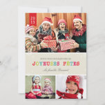 Flocons de Neige Brillants Carte de Noël Holiday Card<br><div class="desc">Cartes de Noël modernes qui peuvent être personnalisés avec votre texte et quatre de vos photos. Visitez le magasin d'impression d'origami pour plus de conceptions de carte de vacances.</div>