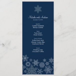 Flocons de neige d'hiver épousant la carte de menu