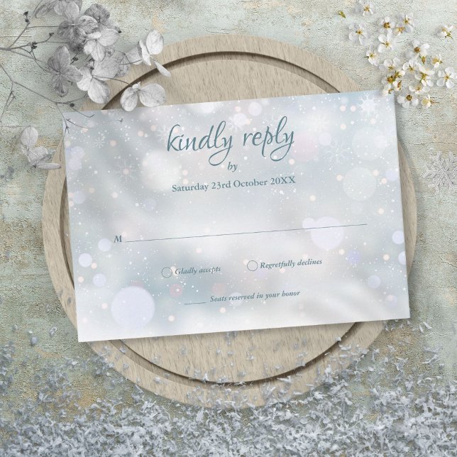 Flocons de neige élégants Script RSVP (Winter Snowflakes Elegant Script RSVP)