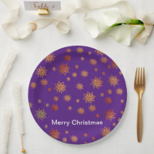 flocons de neige, flocons de neige dorés, assiette