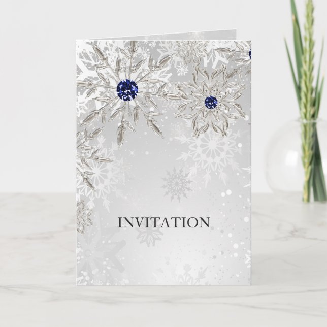 flocons de neige marine argent invitation de maria (Devant)